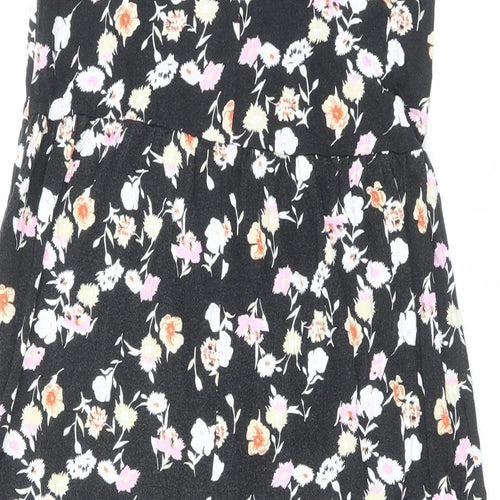 ASOS Womens Black Floral Viscose Playsuit One-Piece Size 8 L15 in Pullover