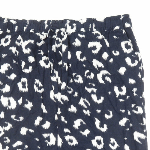 Marks and Spencer Womens Blue Animal Print Flax A-Line Skirt Size 24 - Leopard Print