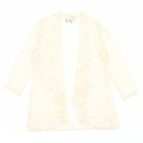 Charlotte Gold Womens Gold Floral Polyester Kimono Blouse Size 12 V-Neck - Open