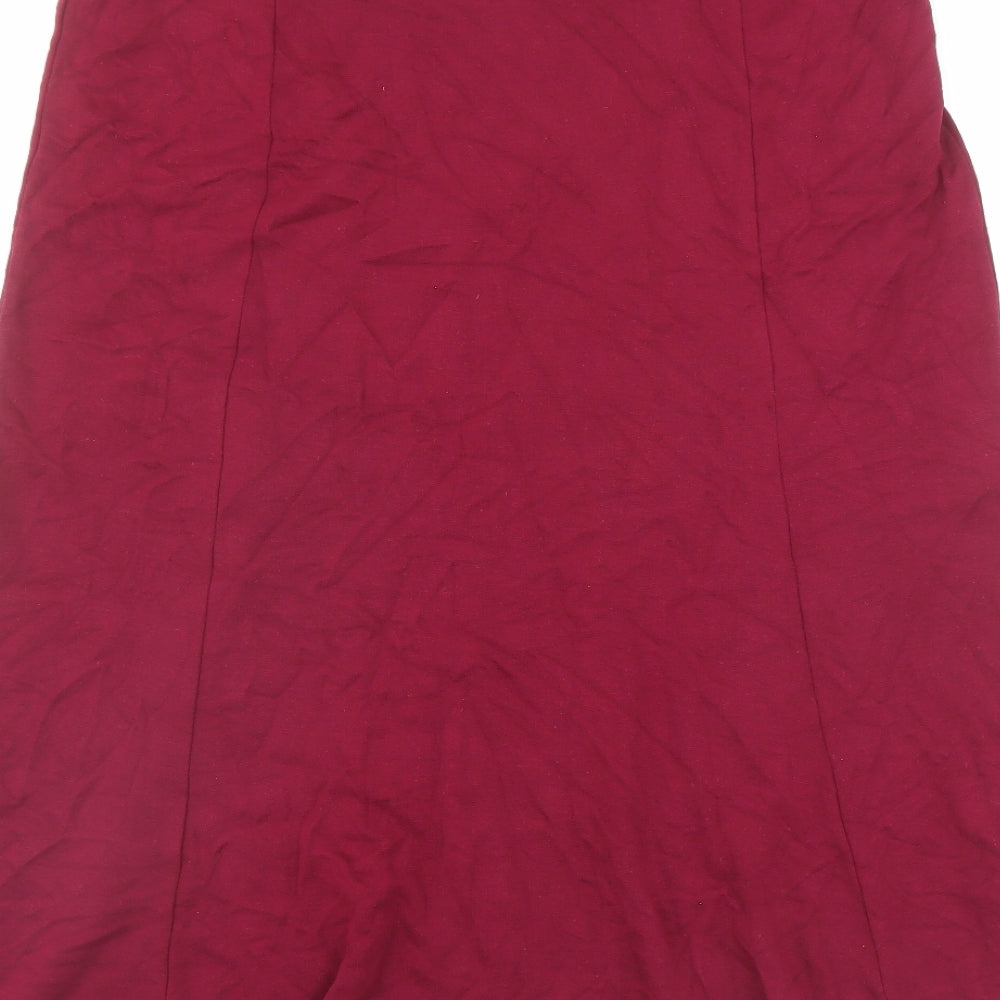 Bonmarché Womens Red Viscose Flare Skirt Size 18