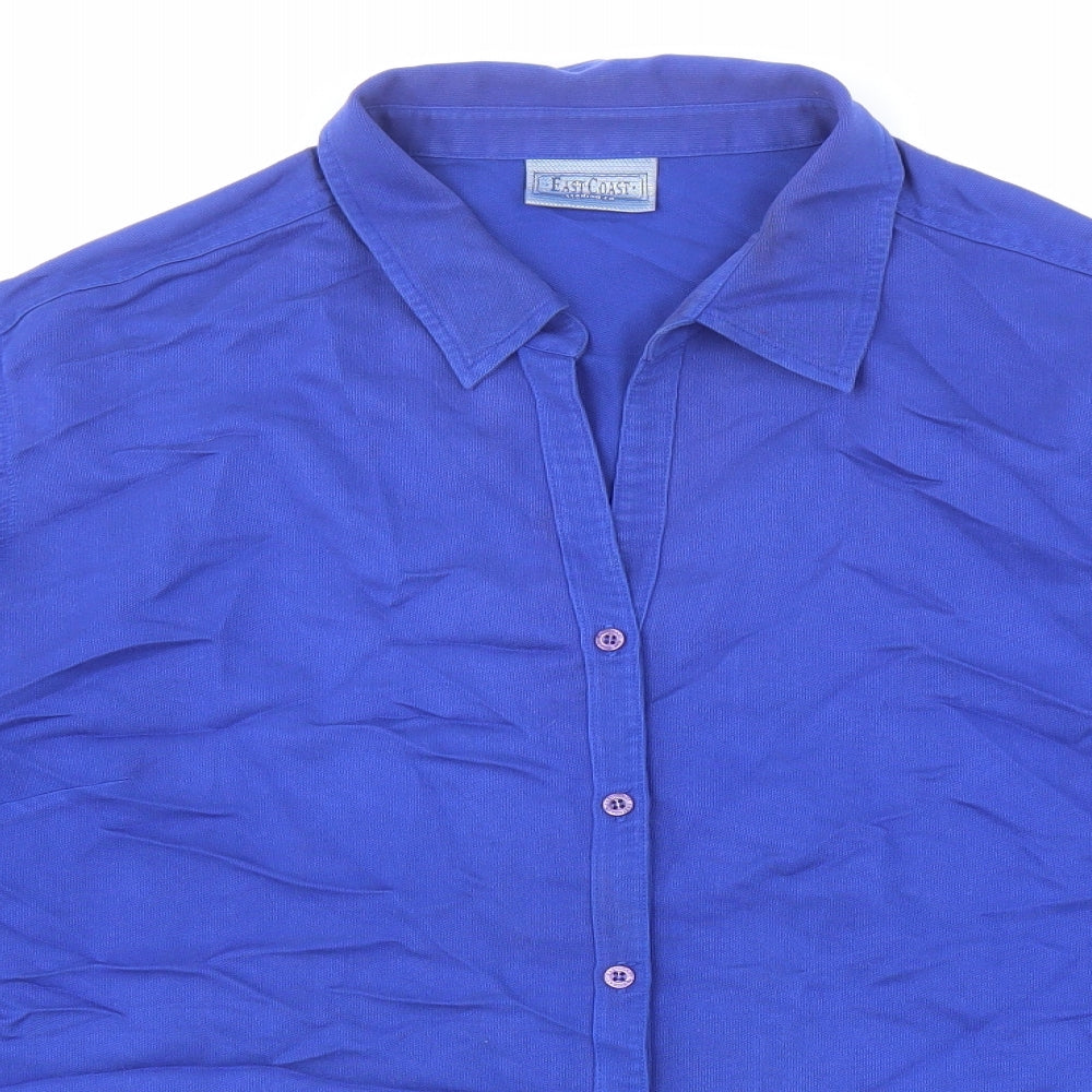 East Coast Womens Blue Viscose Basic Button-Up Size 22 Collared