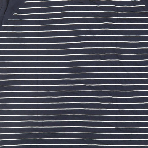 Marks and Spencer Mens Blue Striped Cotton T-Shirt Size 2XL Round Neck