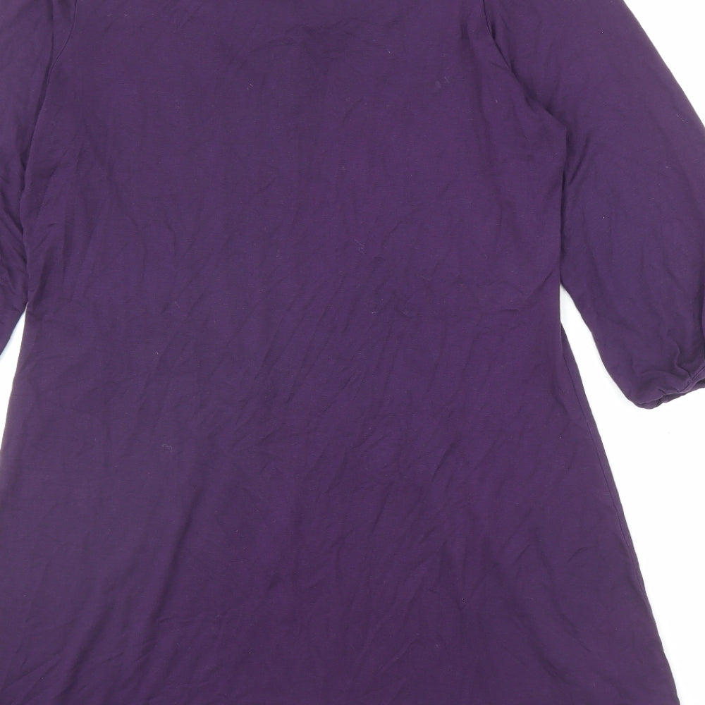 Marks and Spencer Womens Purple Viscose Tunic Blouse Size 16 Scoop Neck