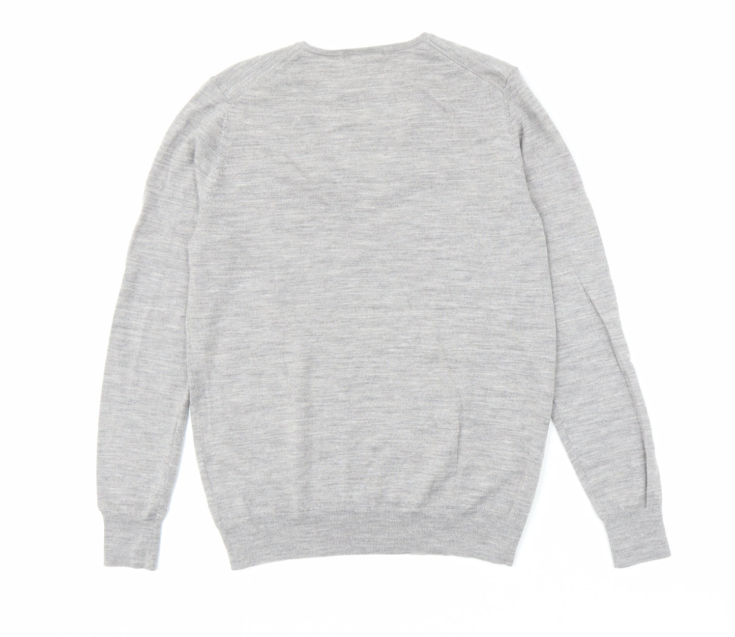 Uniqlo Womens Grey V-Neck Wool Pullover Jumper Size L