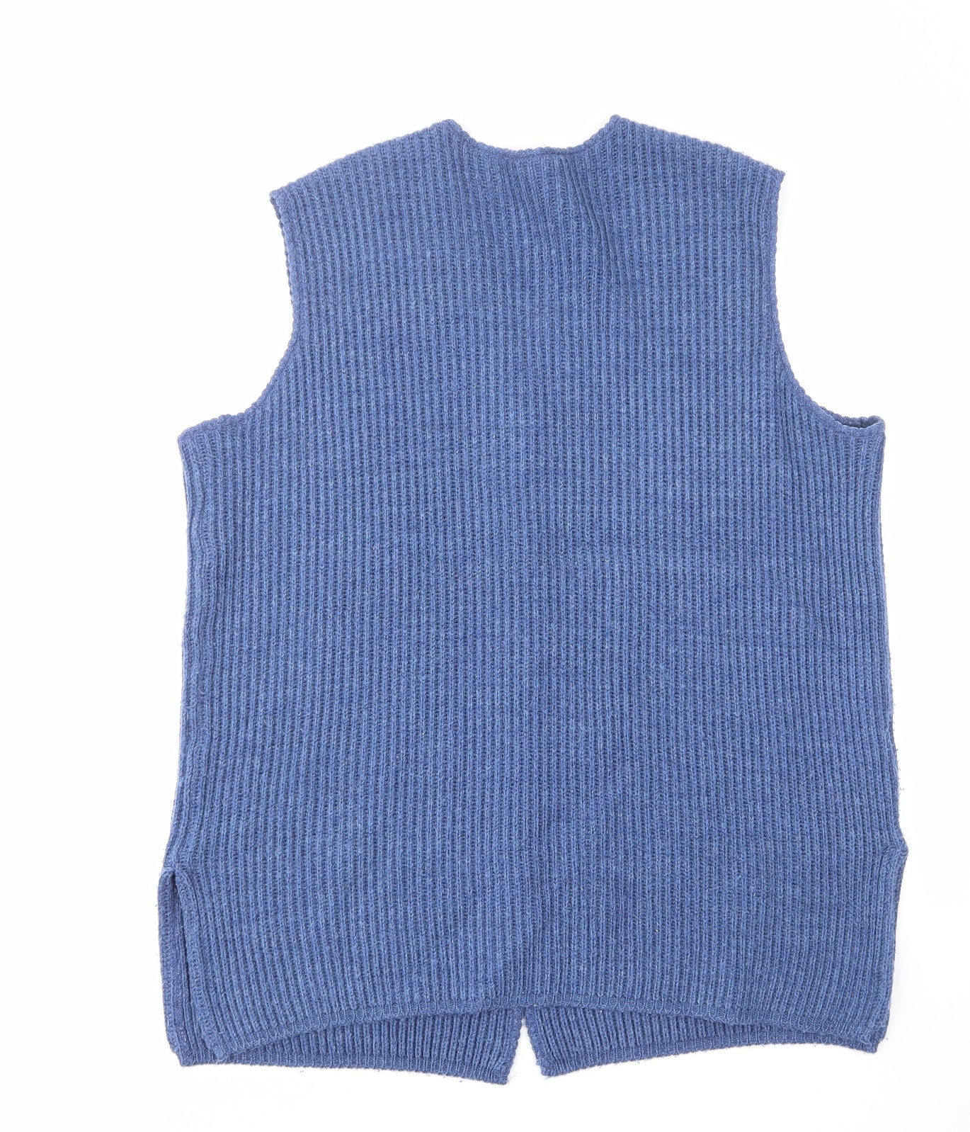 Marks and Spencer Boys Blue V-Neck Acrylic Vest Jumper Size 11-12 Years Button