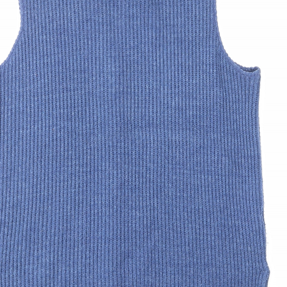 Marks and Spencer Boys Blue V-Neck Acrylic Vest Jumper Size 11-12 Years Button