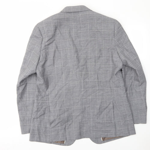 Marks and Spencer Mens Grey Plaid Wool Jacket Suit Jacket Size 44 Regular - Inside pockets
