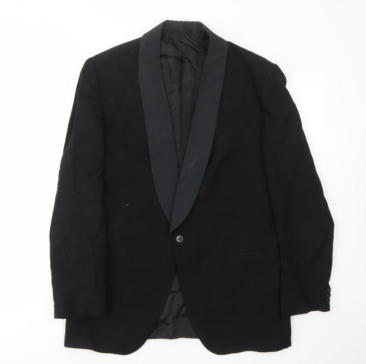 Hodges Mens Black Wool Jacket Suit Jacket Size 40 Regular - Inside pockets