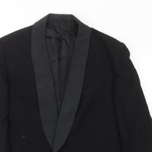 Hodges Mens Black Wool Jacket Suit Jacket Size 40 Regular - Inside pockets
