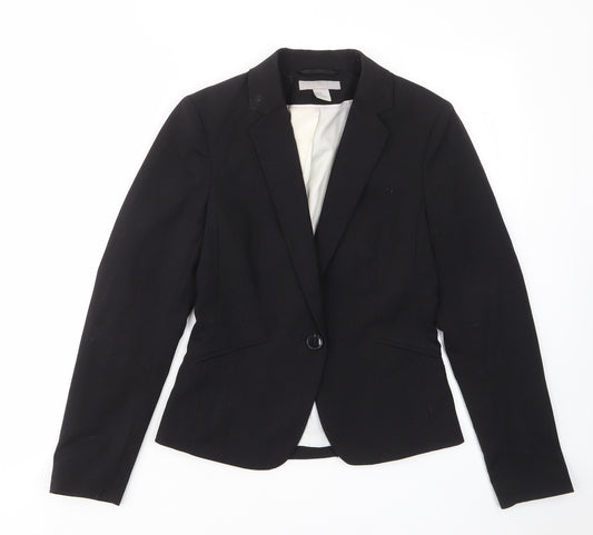 H&M Womens Black Polyester Jacket Blazer Size 8