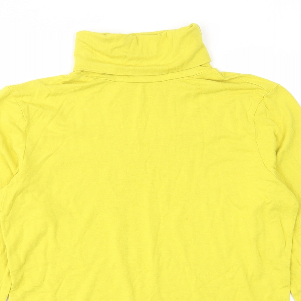 Hobbs Womens Yellow Viscose Basic T-Shirt Size S Roll Neck