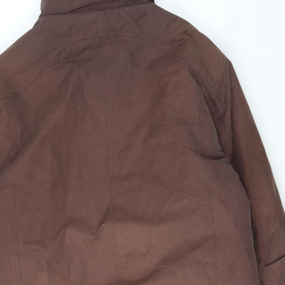 Equator Mens Brown Quilted Coat Size L Zip - Pockets, Hood