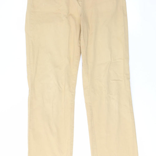 Cotton Traders Womens Beige Cotton Trousers Size 10 L29 in Regular Zip - Pockets
