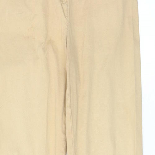 Cotton Traders Womens Beige Cotton Trousers Size 10 L29 in Regular Zip - Pockets
