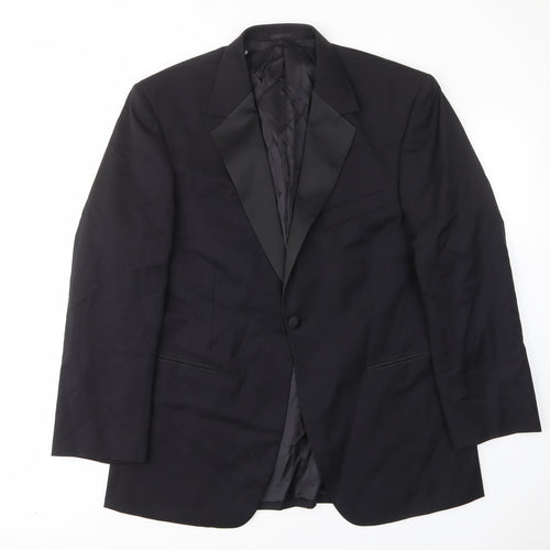 Black & White Mens Black Wool Jacket Suit Jacket Size 44 Regular - Inside pockets