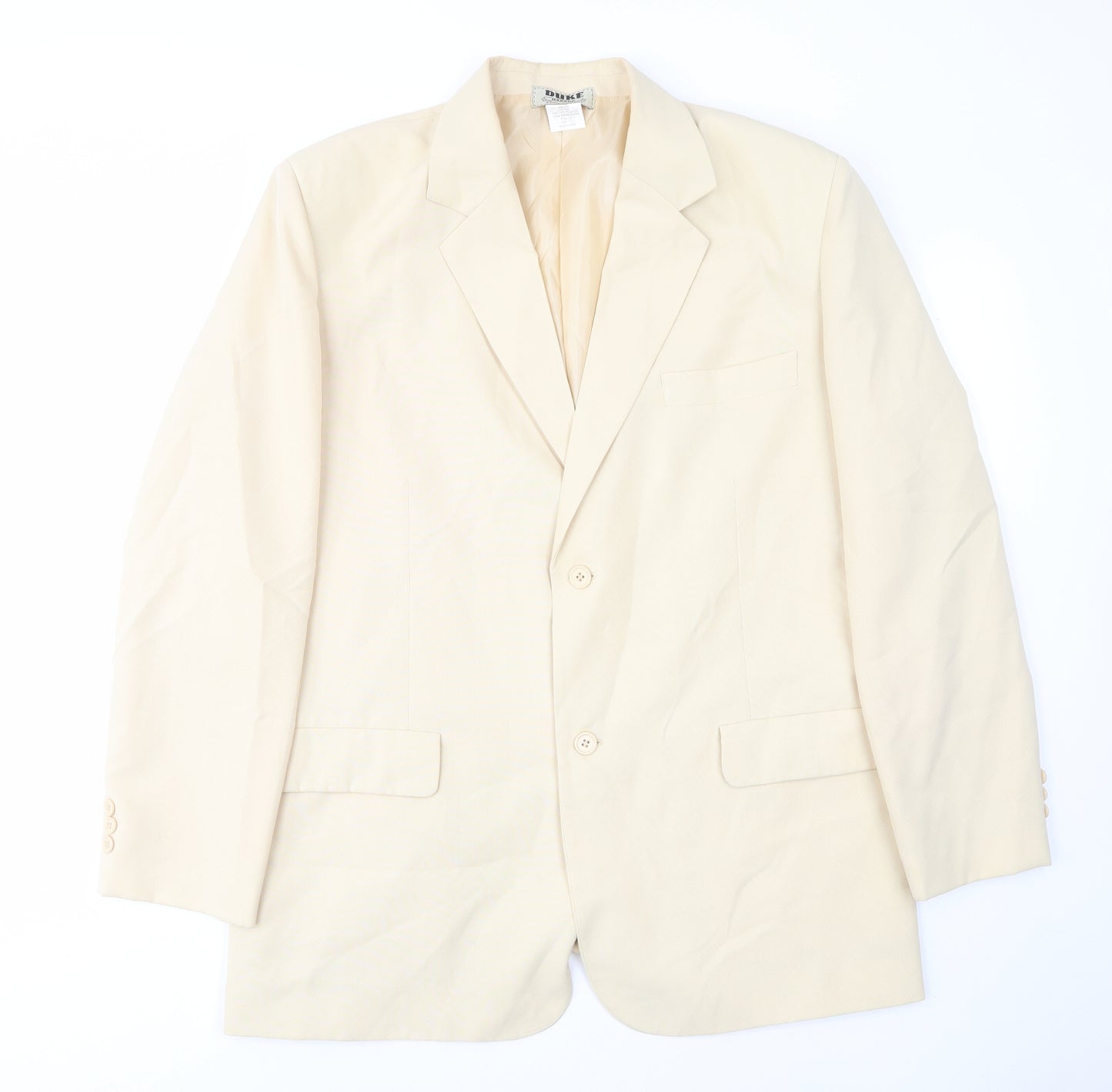 Duke Mens Ivory Polyester Jacket Suit Jacket Size 44 Regular - Pockets