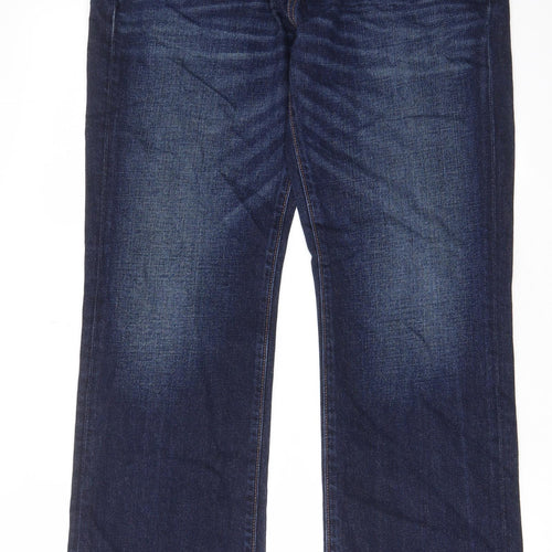 Abercrombie & Fitch Mens Blue Cotton Straight Jeans Size 32 in L30 in Regular Button - Pockets