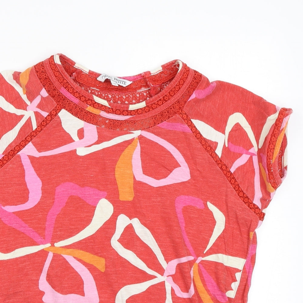 NEXT Womens Red Geometric Cotton Basic T-Shirt Size 12 Round Neck
