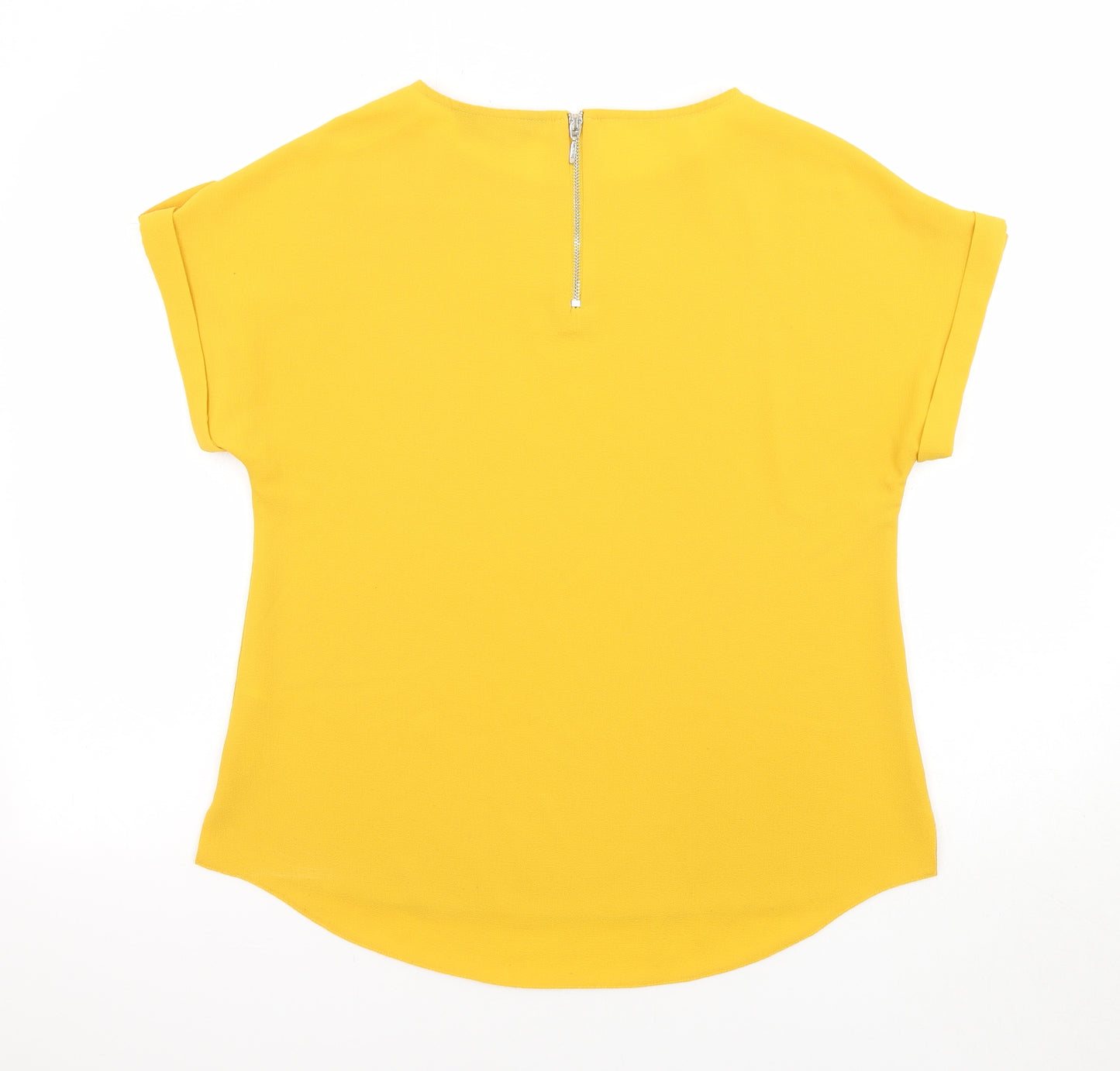 Dorothy Perkins Womens Yellow Polyester Basic Blouse Size 12 Boat Neck