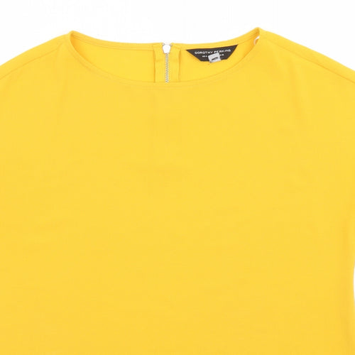 Dorothy Perkins Womens Yellow Polyester Basic Blouse Size 12 Boat Neck
