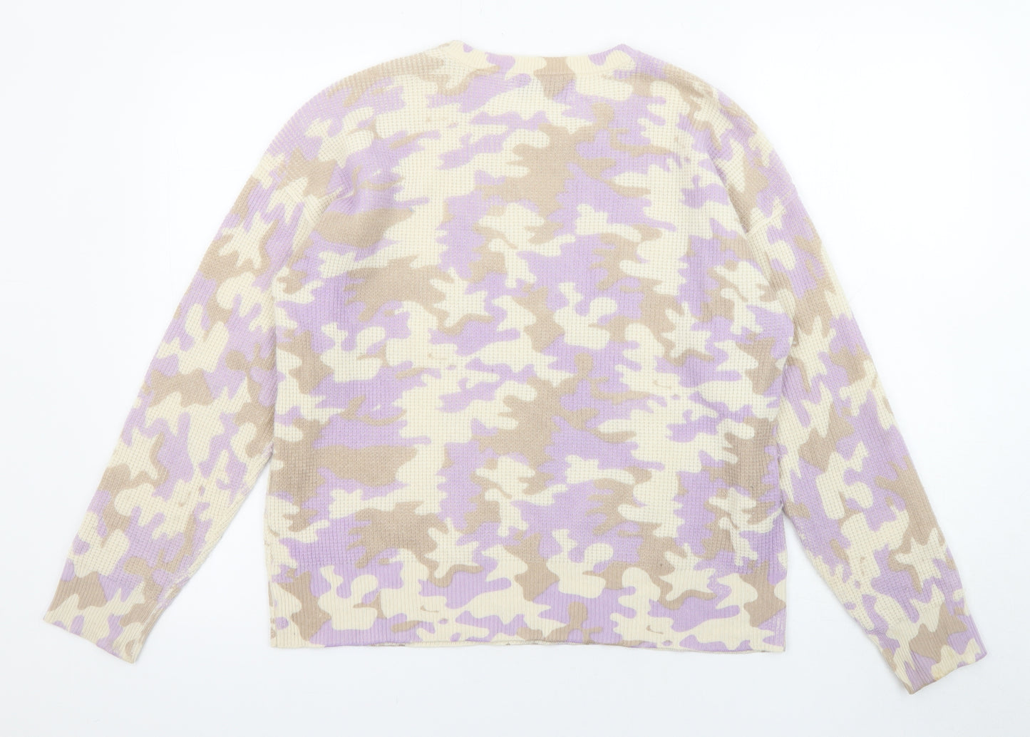 Design History Womens Multicoloured Crew Neck Camouflage Cashmere Pullover Jumper Size S
