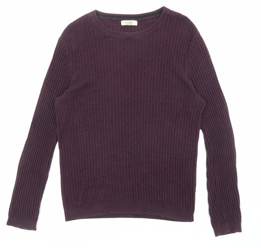 River Island Mens Purple Roll Neck Cotton Pullover Jumper Size M Long Sleeve