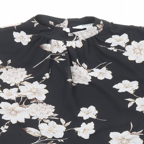 Dorothy Perkins Womens Black Floral Polyester Basic Blouse Size 12 Collared