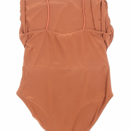 Nasty Gal Womens Brown Polyester Bodysuit One-Piece Size 8 Snap
