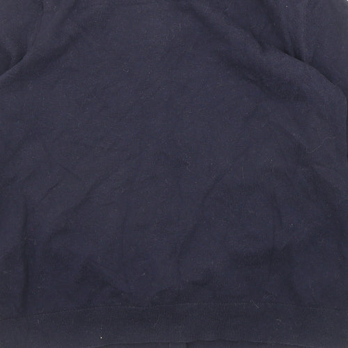 John Lewis Womens Blue Round Neck Cotton Cardigan Jumper Size 8