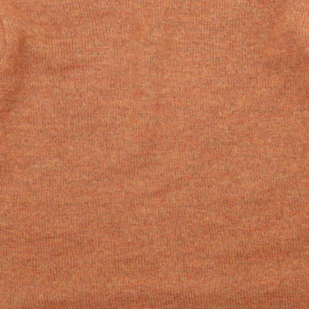 Stile Benetton Womens Orange V-Neck Acrylic Pullover Jumper Size S - Pocket