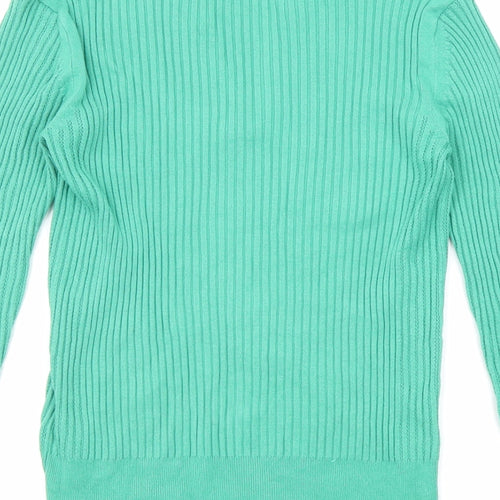 Marks and Spencer Womens Green V-Neck Viscose Pullover Jumper Size 8 - Collared