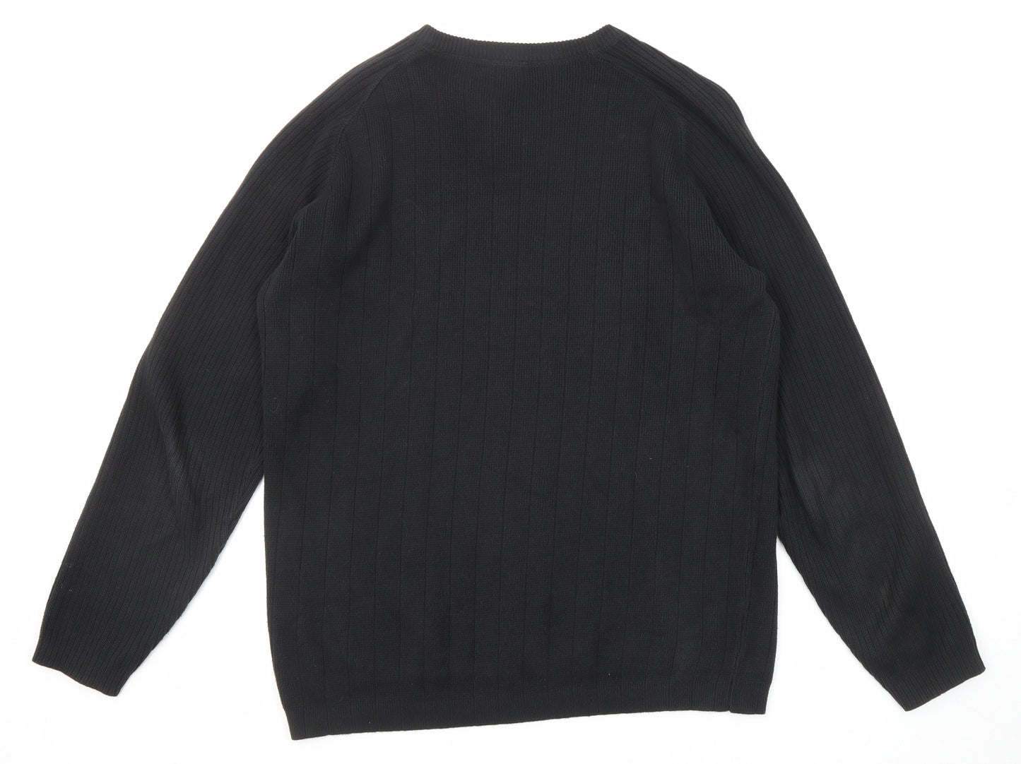 NEXT Mens Black Round Neck Cotton Pullover Jumper Size M Long Sleeve