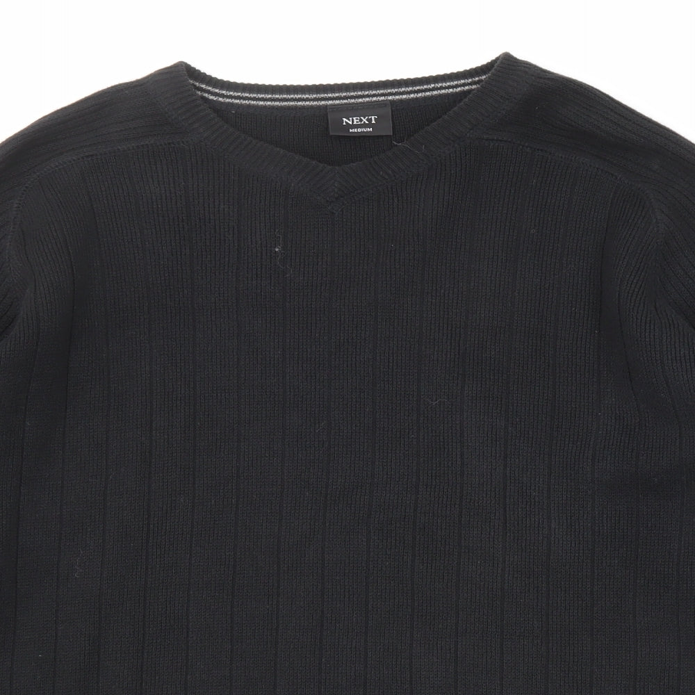 NEXT Mens Black Round Neck Cotton Pullover Jumper Size M Long Sleeve