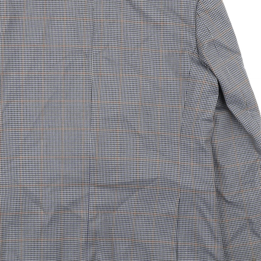 Skopes Mens Blue Houndstooth Polyester Jacket Sport Coat Size 44 Regular