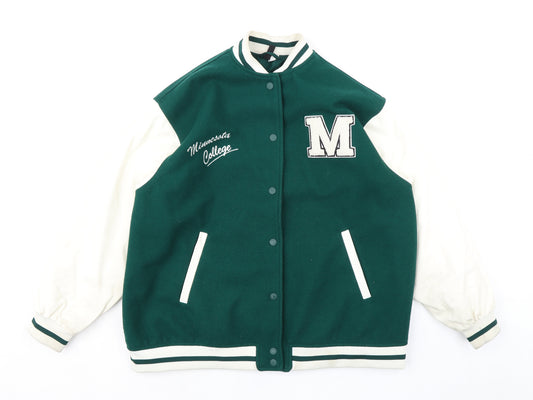 Divided by H&M Mens Green Varsity Jacket Jacket Size M Zip