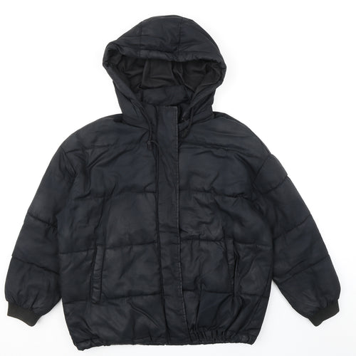 Pull&Bear Mens Black Puffer Jacket Jacket Size S Zip - Hooded