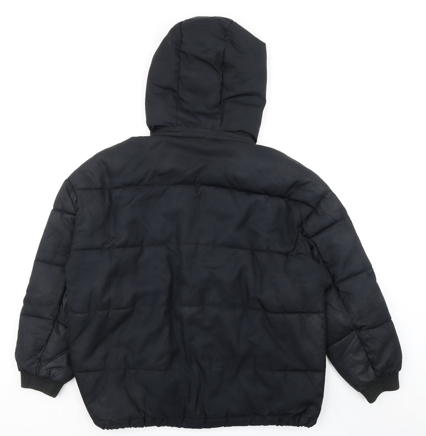 Pull&Bear Mens Black Puffer Jacket Jacket Size S Zip - Hooded