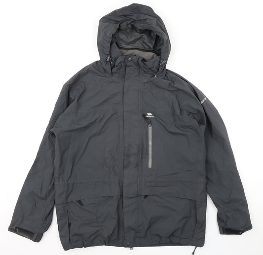 Trespass Mens Grey Rain Coat Coat Size L Zip - Waterproof