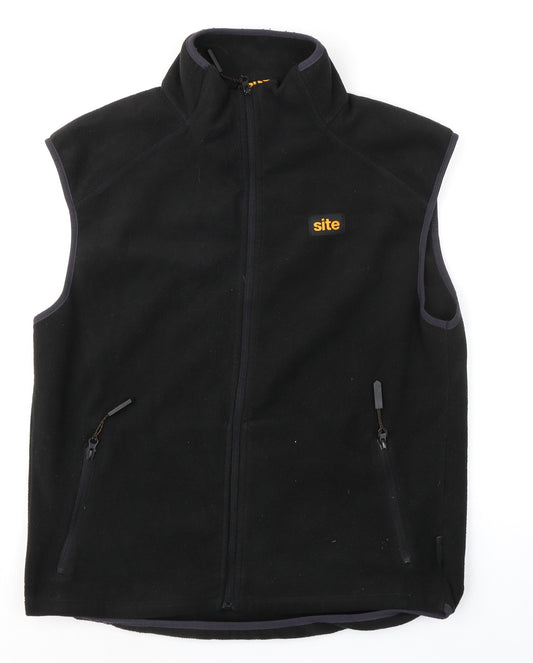 Site Mens Black Gilet Jacket Size M Zip - Logo Zipped Pockets