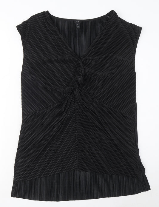 River Island Womens Black Polyester Basic Blouse Size 14 V-Neck - Textured