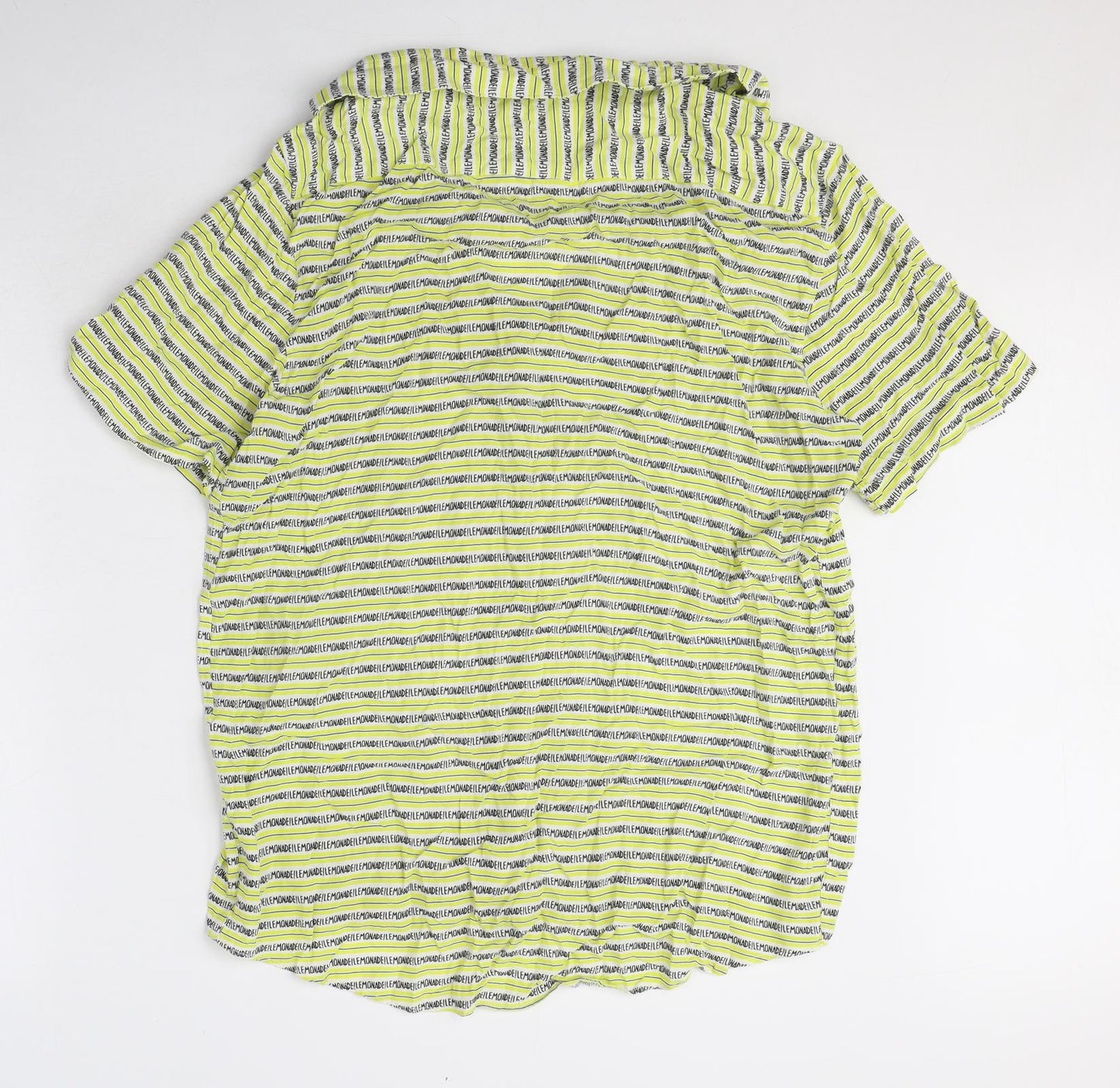 Zara Womens Yellow Geometric Polyester Basic Button-Up Size L Collared - Lemonade