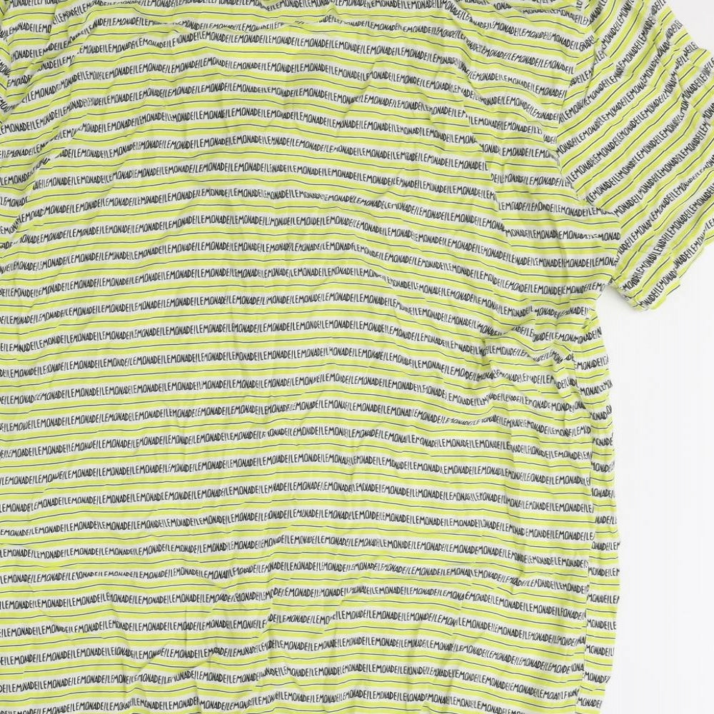 Zara Womens Yellow Geometric Polyester Basic Button-Up Size L Collared - Lemonade