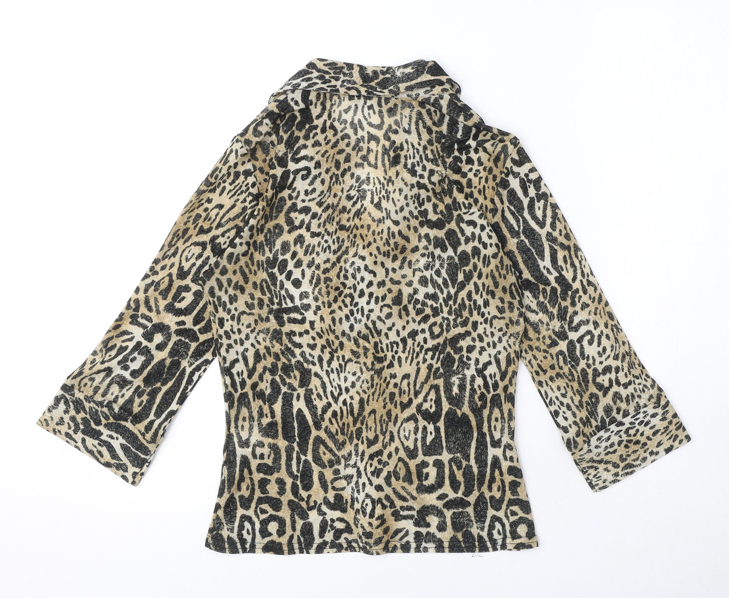 Dorothy Perkins Womens Brown Animal Print Polyester Basic Blouse Size 10 Collared - Leopard Print