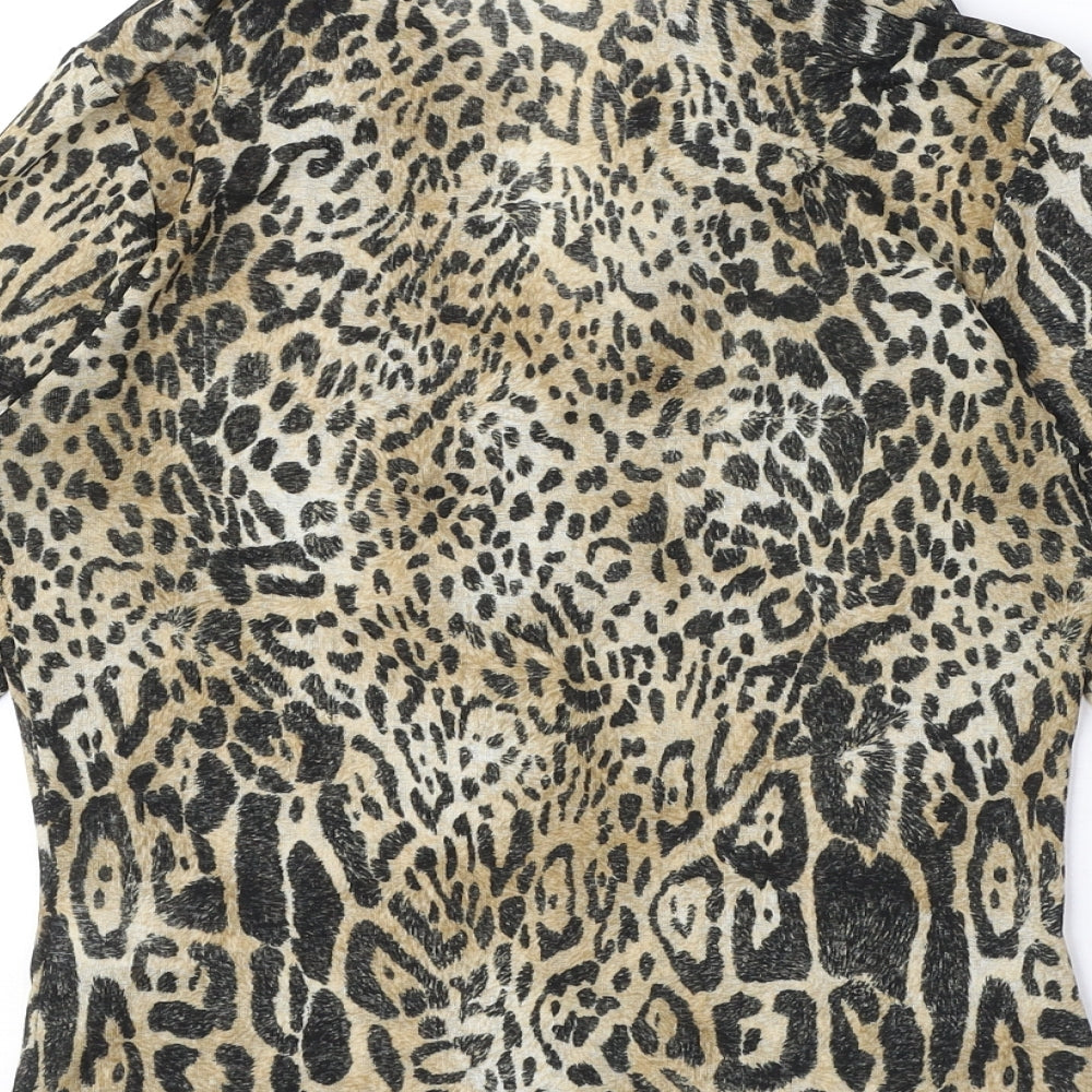 Dorothy Perkins Womens Brown Animal Print Polyester Basic Blouse Size 10 Collared - Leopard Print