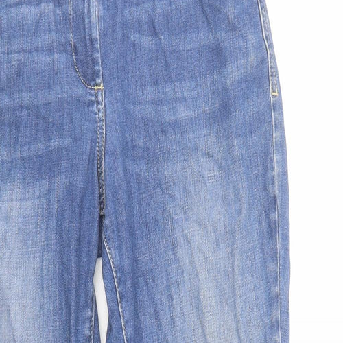 Marks and Spencer Womens Blue Cotton Straight Jeans Size 10 L28 in Regular Zip