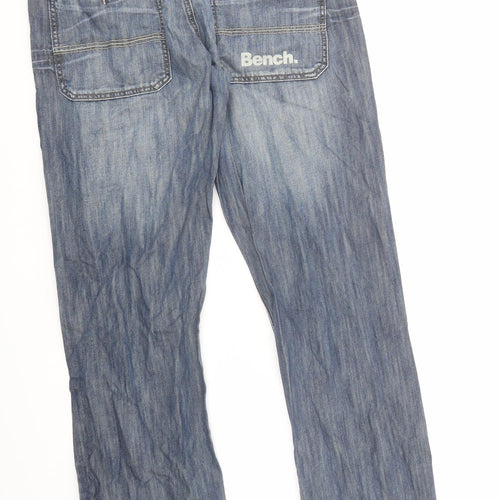 Bench Mens Blue Cotton Straight Jeans Size 32 in L33 in Regular Zip