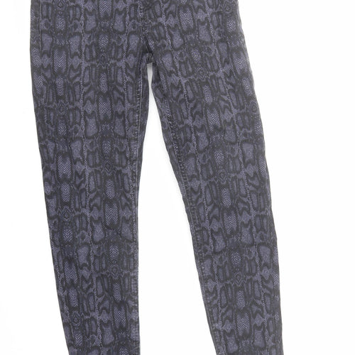 Marks and Spencer Womens Blue Animal Print Cotton Jegging Jeans Size 10 L27 in Regular - Snake Skin Print
