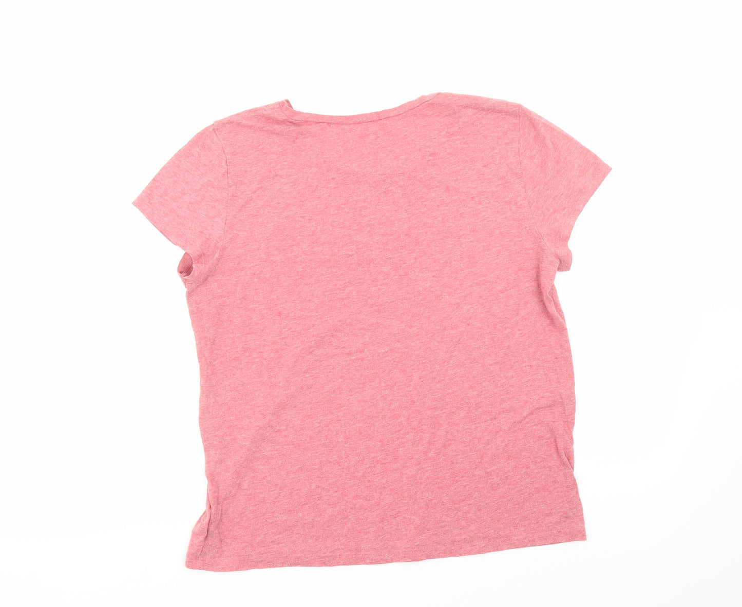 American Eagle Outfitters Womens Pink Cotton Basic T-Shirt Size L Boat Neck