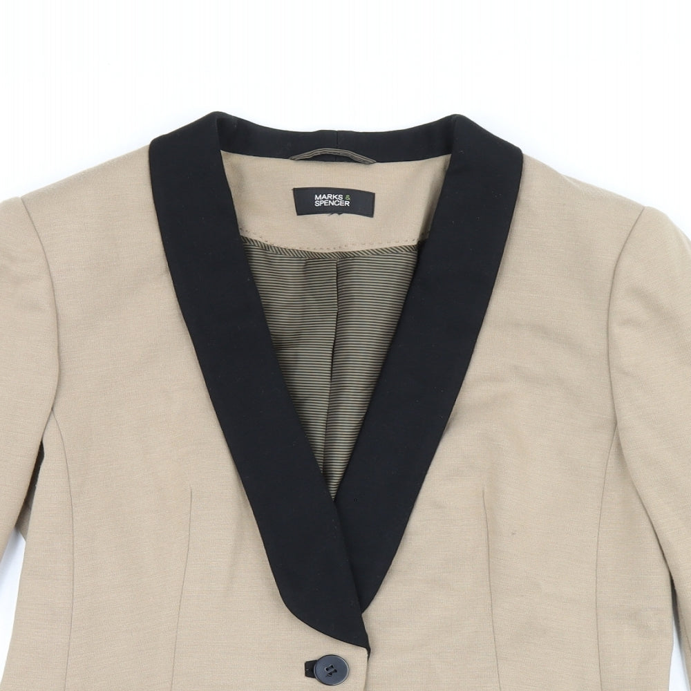 Marks and Spencer Womens Beige Polyester Jacket Blazer Size 12