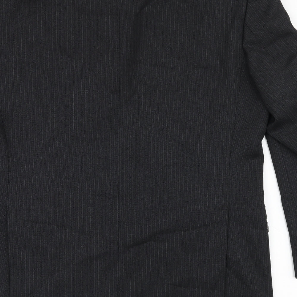 BHS Mens Black Striped Wool Jacket Suit Jacket Size 40 Regular